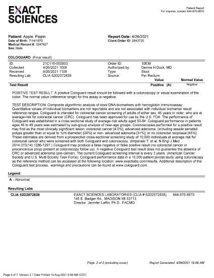 Sample Cologuard Report .